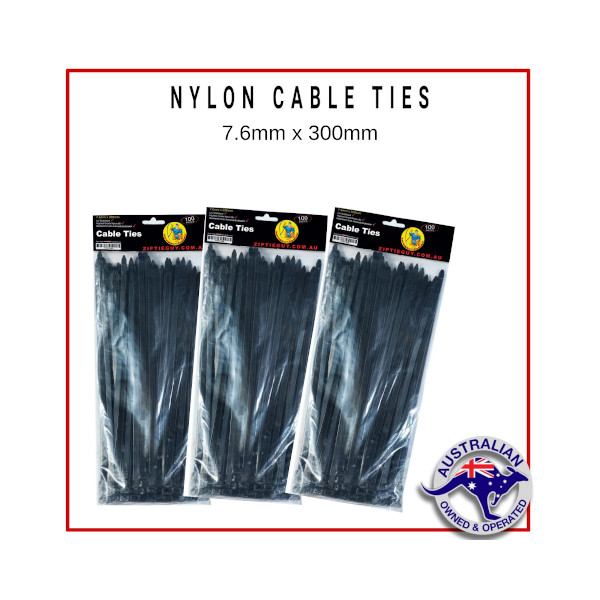 Black Nylon Cable Ties 7.6 x 300mm